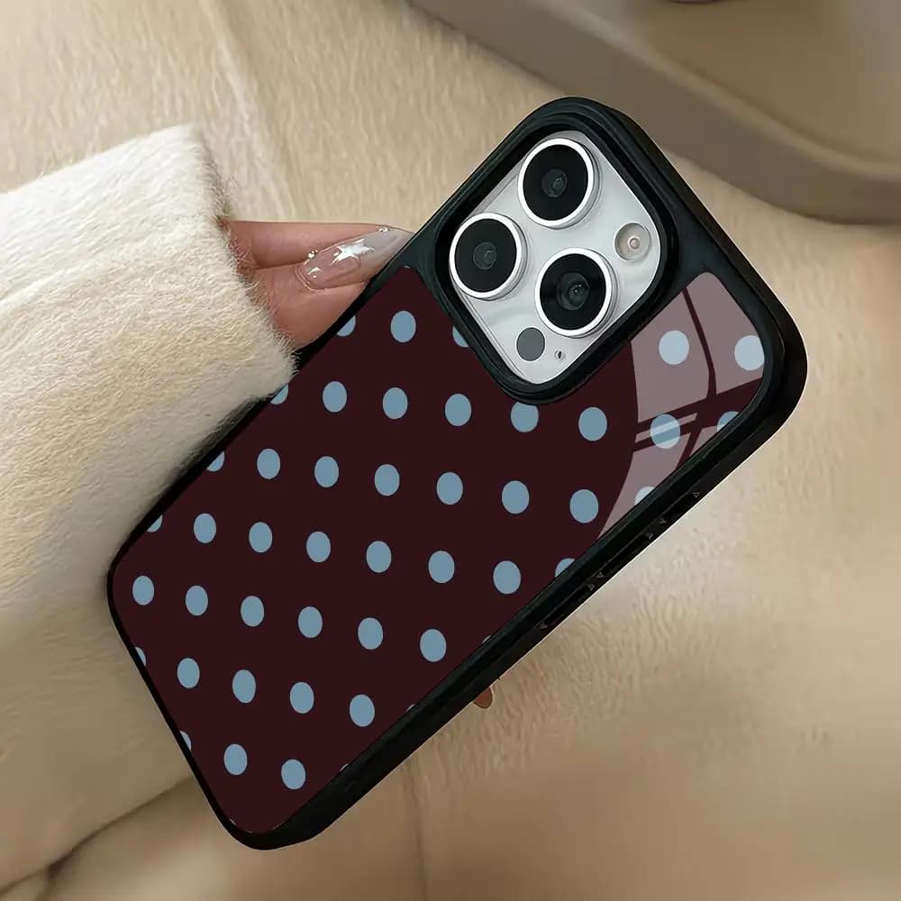 Custodia per telefono alla moda con motivo a pois, compatibile con iPhone 17 16 15 14 13 12 11 Pro/Max/Plus, anti-caduta e anti-urto
