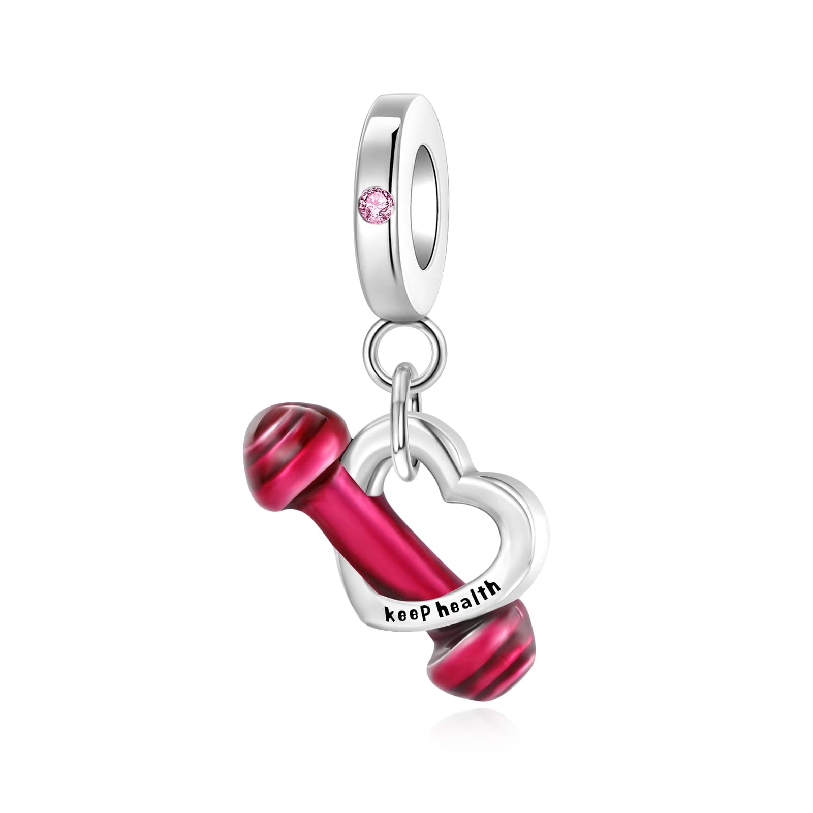 Braccialetti con ciondoli con ciondolo con manubri d'amore in argento sterling 925, regalo di gioielli fai da te da donna