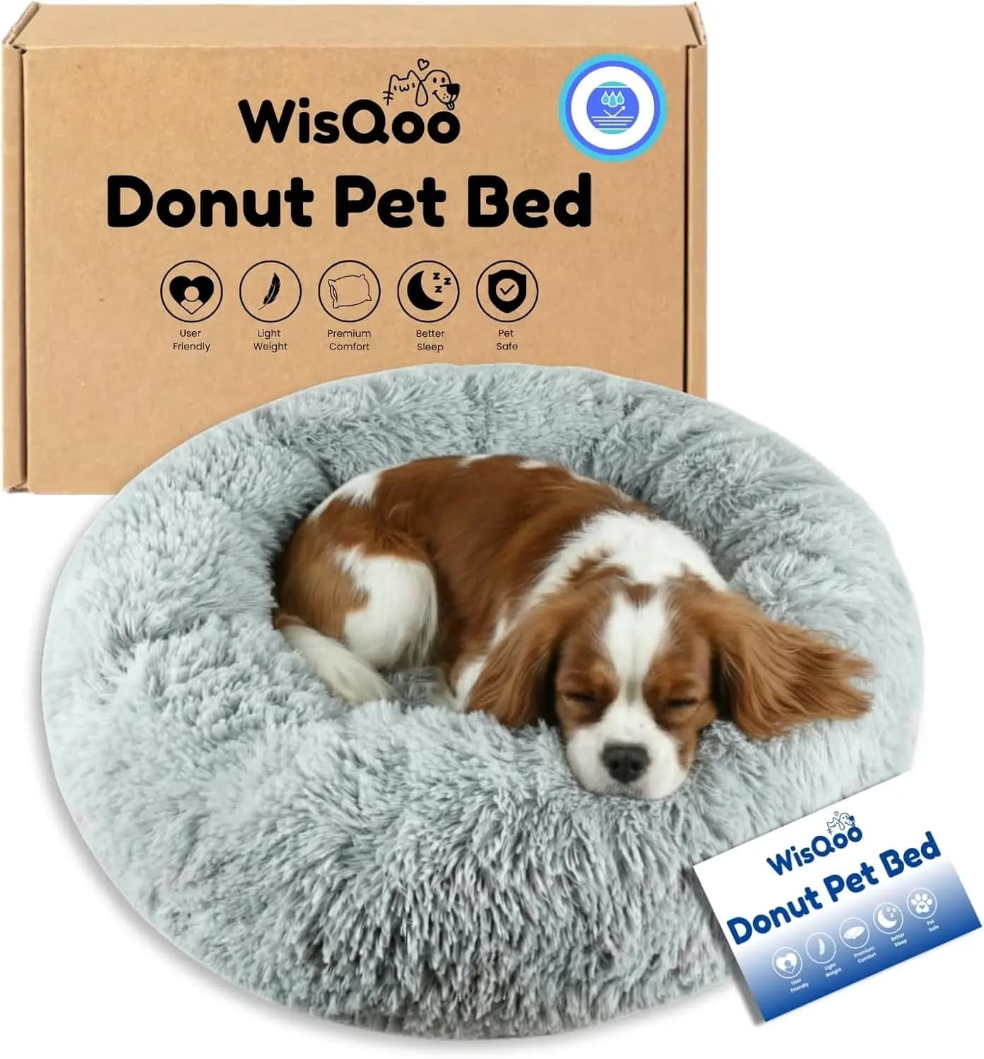 Cuccia Calmante a Forma di Ciambella per Animali Domestici con Rivestimento Interno Impermeabile – Cuccia Anti-Ansia per Cani e Gatti, Copertura Rimovibile e Lavabile, Imbottitura Morbida e Confortevole