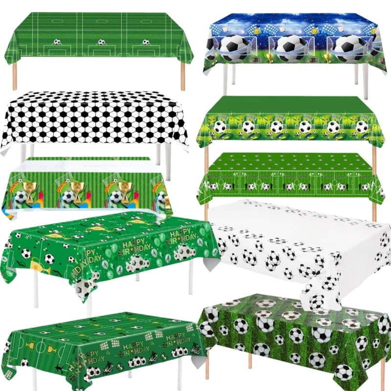 Decorazioni per tovaglie per feste di calcio Forniture per feste a tema palloni da calcio Copritavolo usa e getta Set di stoviglie Festa di compleanno per bambini