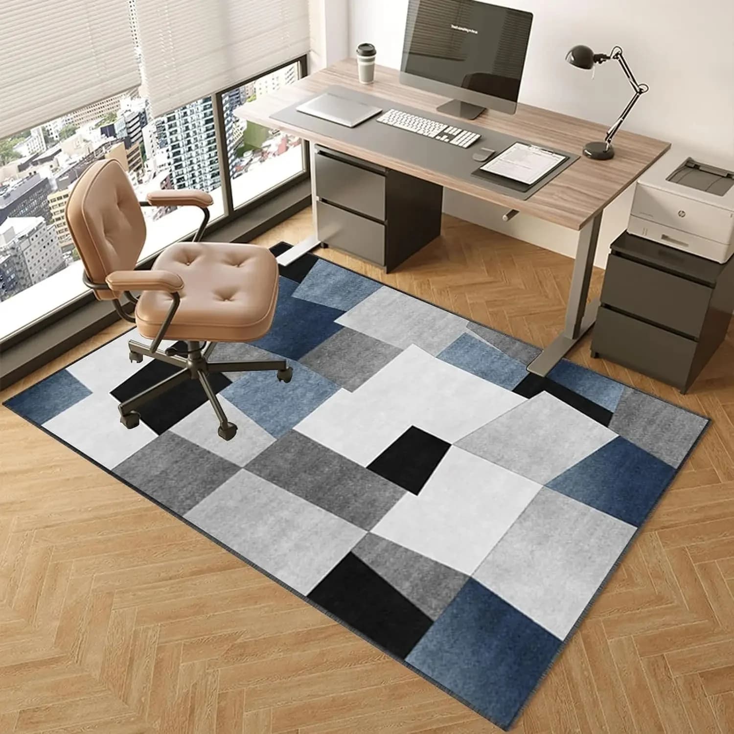 VIKAMA Tappetino in stile geometrico - Tappeto antiscivolo per soggiorno - Tappeto per studio e camera da letto - Decorazione della casa
