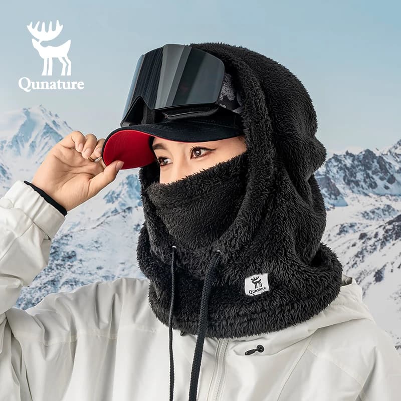 Qunature passamontagna invernale maschera da sci cappuccio addensare in pile termico maschera integrale protezione del collo tenere in caldo sciarpa da snowboard
