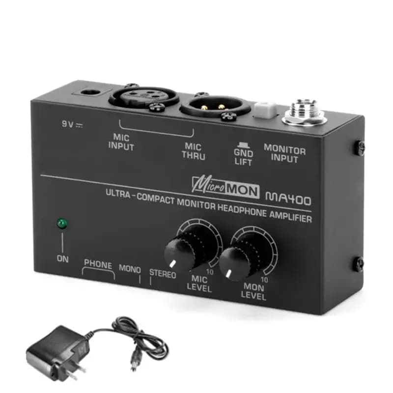 MA400 Headphone Preamplifier Microphone Preamplifier Audio 6.35Mm & 3.5Mm Headphone Outputs Mixer US Plug