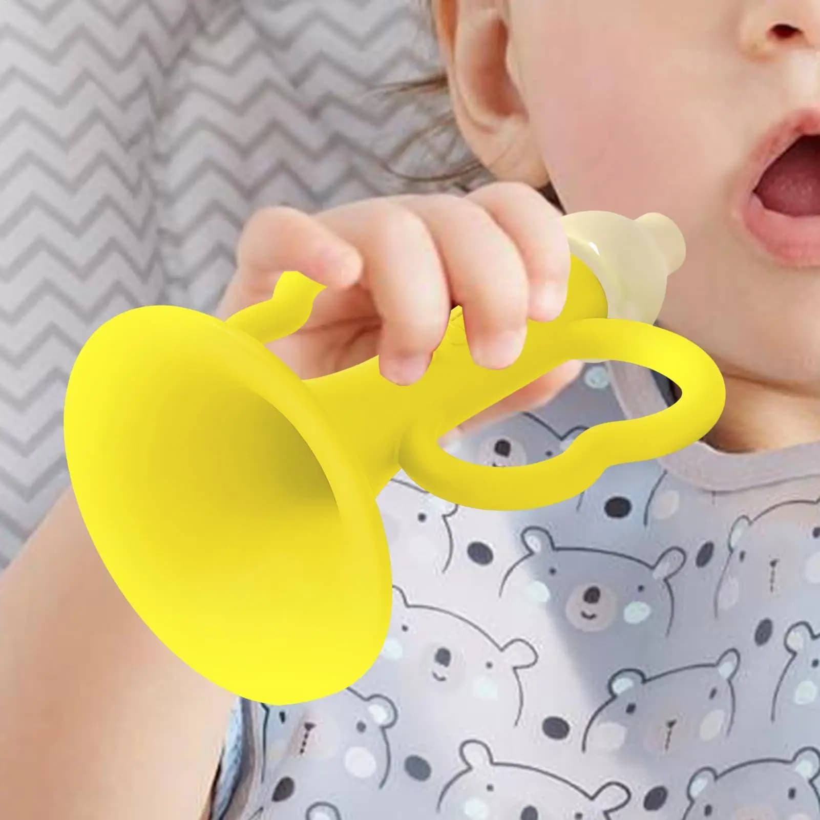 Giocattolo per la dentizione del bambino Gadget elastico in silicone Forma di fischio Massaggiagengive per bambini Giocattolo da masticare per doccia Soggiorno Passeggino della buonanotte Natale