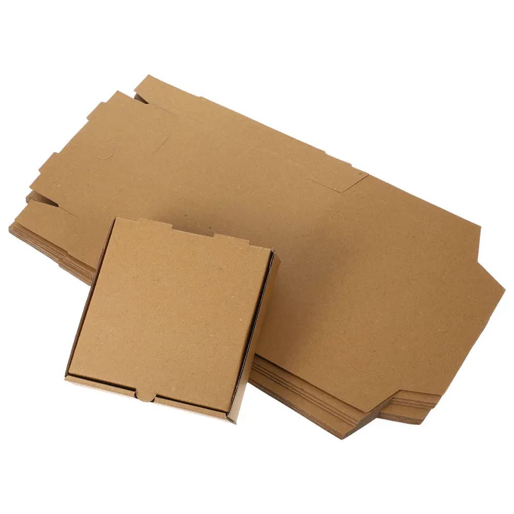 20Pcs Kraft Corrugated Pizza Boxes Flat Pre-Fold Takeaway Containers for Hot Fresh Protection Sturdy Takeout Food