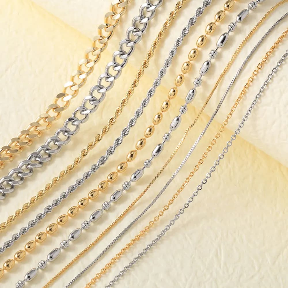 OCESRIO Collana con fermagli a moschettone in rame Catena in argento / placcato color oro Catena Cuba Creazione di gioielli Risultati all'ingrosso cana233