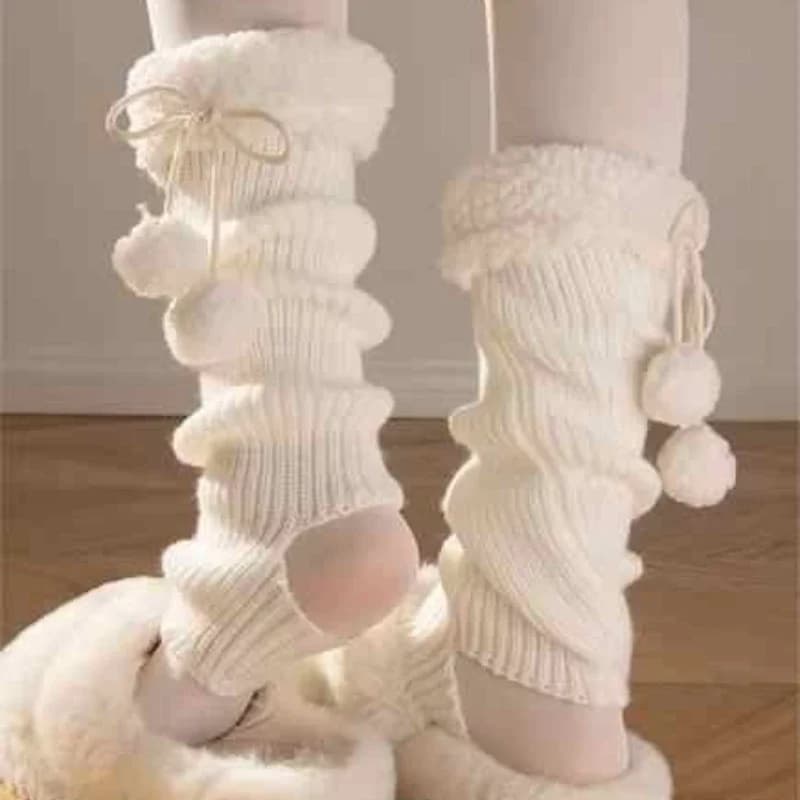 2025 Nuovo Carino Lolita Coprigambe Giapponese Autunno e Inverno Agnello Peluche Palla Calda Palla di Lana Calzini JK Retro Pile Calzini