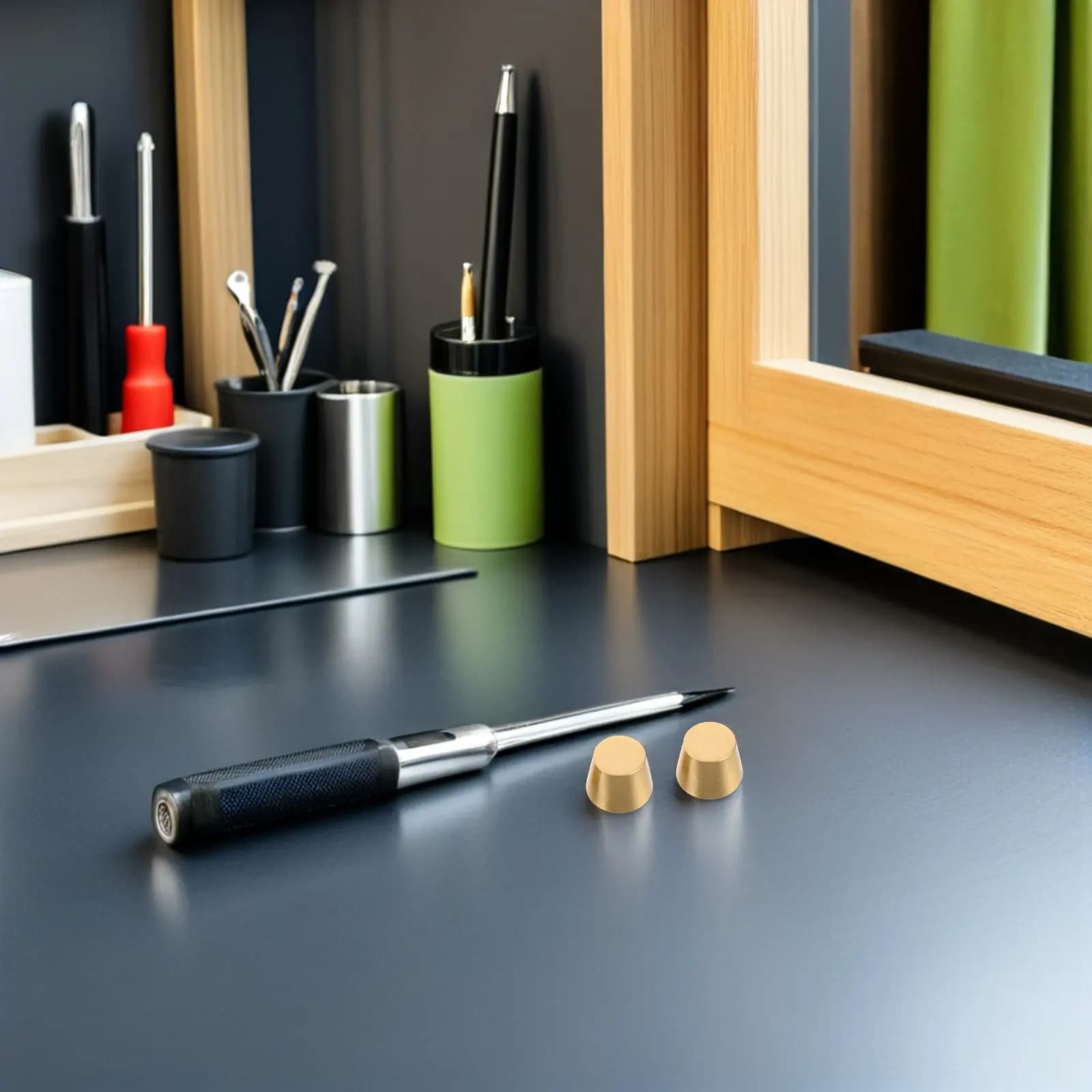Set di 4 Piedini in Ottone e Legno per Espositori, Eleganti Gambe Vintage Moderne per Scatole di Gioielli, Librerie, Taglieri, Armadietti e Scrivanie