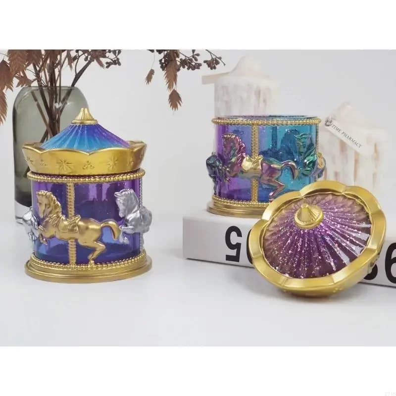 Set di Stampi in Silicone per Carosello in Resina Epossidica, per Tazze, Barattoli e Contenitori, per Decorazioni Fai-da-Te e Portagioie