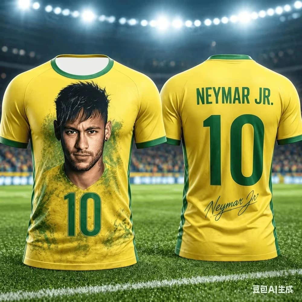 Limited edition Neymar 3D printed T-shirt for summer sports wear. Football team jersey suitable for family daily wear