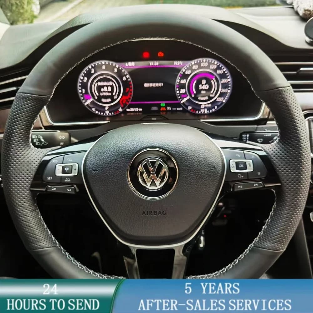 Volante per auto personalizzato treccia copertura cucito a mano in pelle microfibra per Volkswagen VW Golf 7 Mk7 New Polo Jetta Passat B8