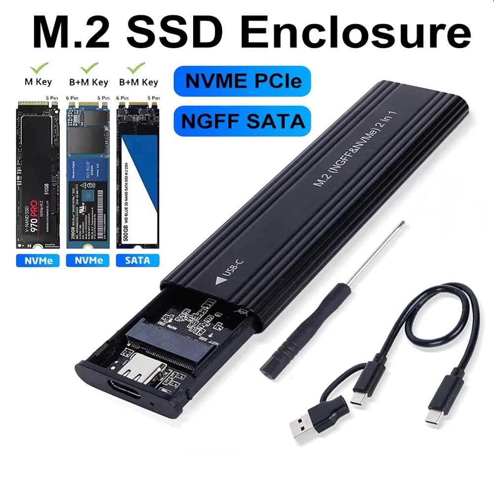 Custodia esterna per unità SATA Hannord NVME M.2 2230/2242/2260/2280 da M.2 a USB C 10 Gbps SSD Custodia in alluminio tipo C per MacBook SSD