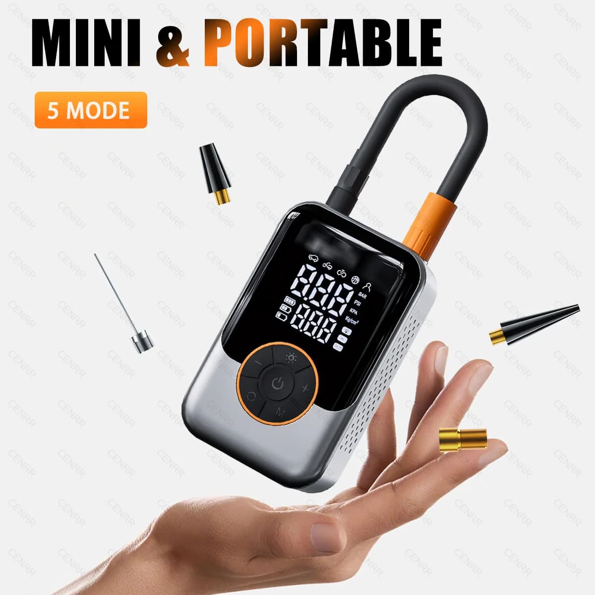 Compressore d'aria portatile Pompa d'aria wireless per auto Iniettore d'aria elettrico Display LCD Gonfiatore per pneumatici per palla per pneumatici per moto per bici da auto