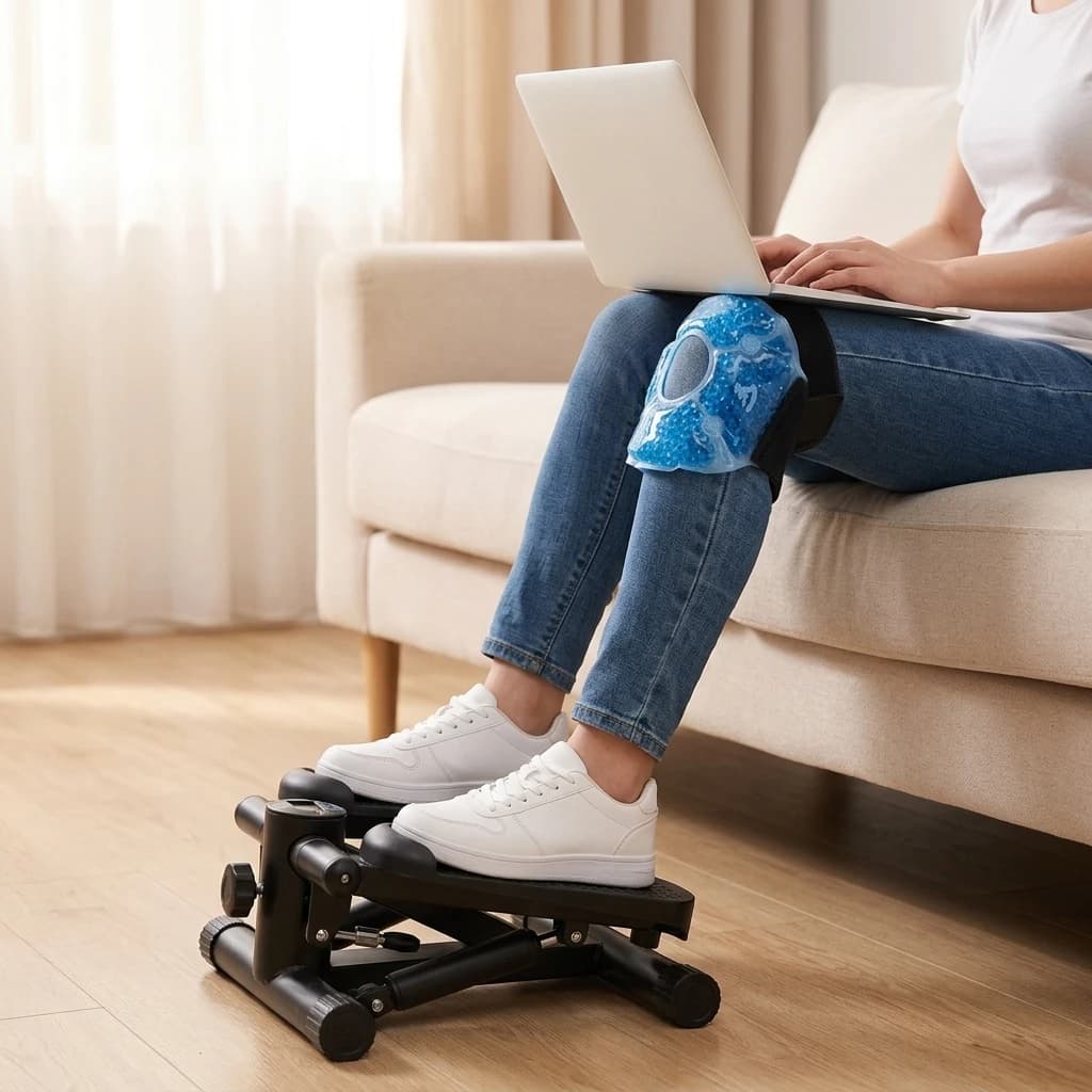 Supporto per Ginocchio Riutilizzabile con Gel Caldo/Freddo, Fascia Regolabile con Doppio Controllo della Temperatura per Recupero Sportivo