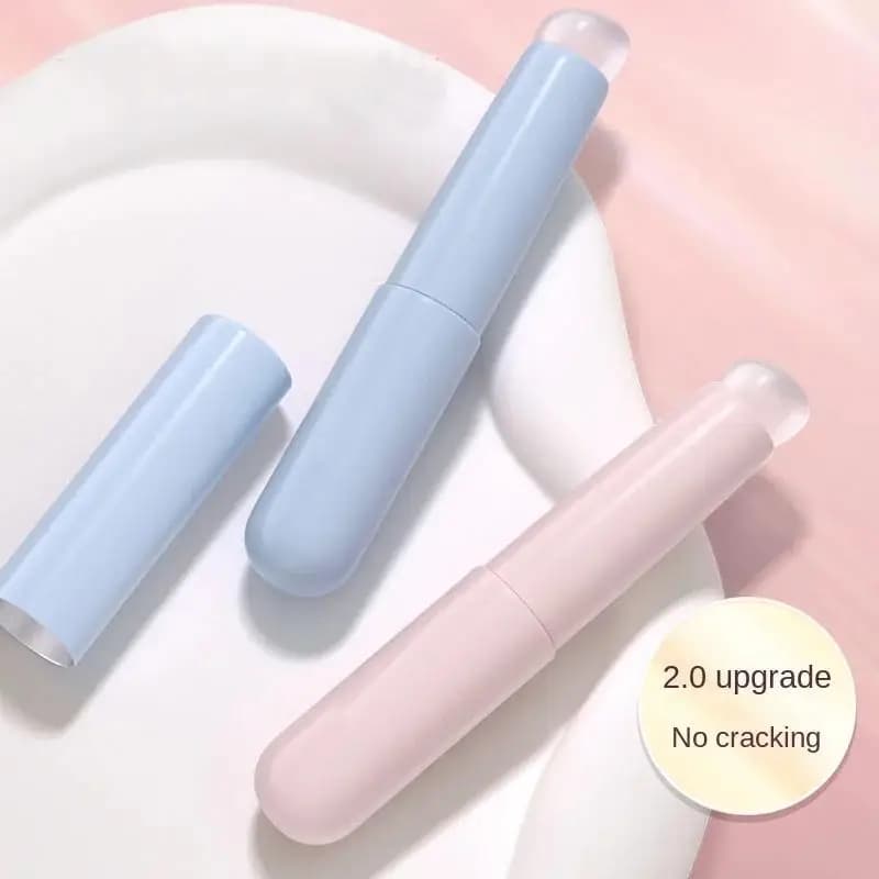 Pennello per labbra in silicone con manico in plastica ABS, applicatore portatile per rossetto e balsamo labbra con tappo, perfetto per sfumare e coprire le imperfezioni