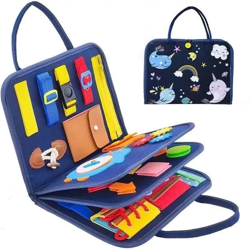 Tavola delle Attività Montessori, Giocattolo Sensoriale per Bambini, Strumenti Educativi Prescolari, Valigia con Lacci, Attività di Viaggio per Bambini
