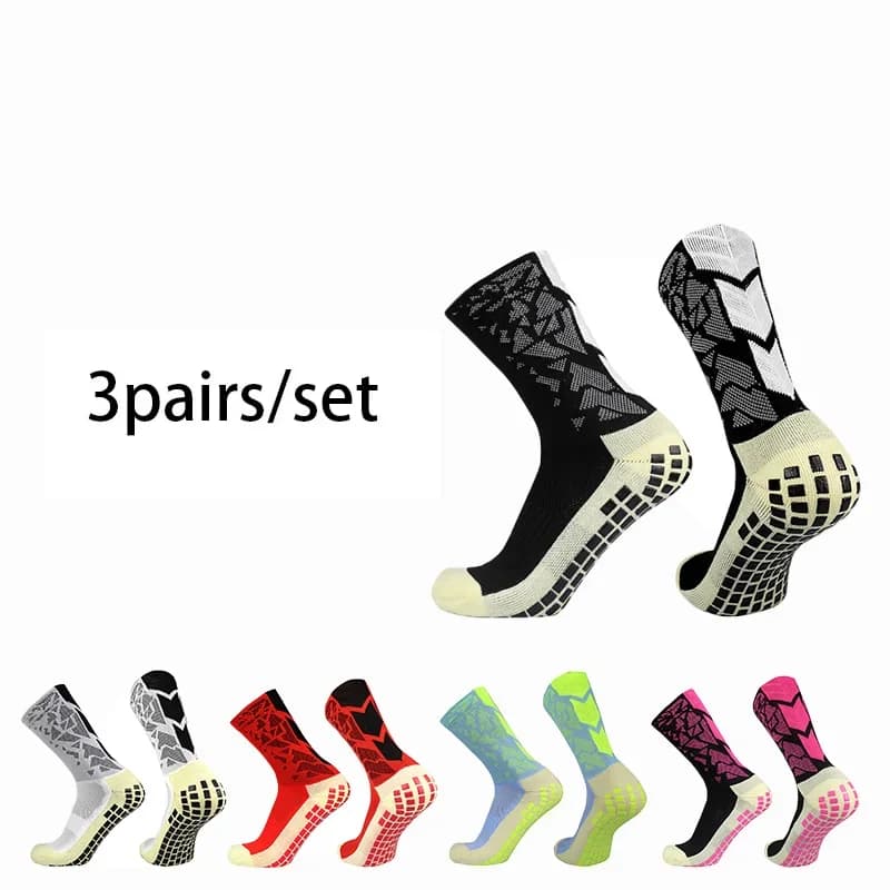 3 paia di calzini da calcio sportivi antiscivolo in silicone con motivo a freccia mimetico per calzini da calcio da allenamento per competizioni professionali