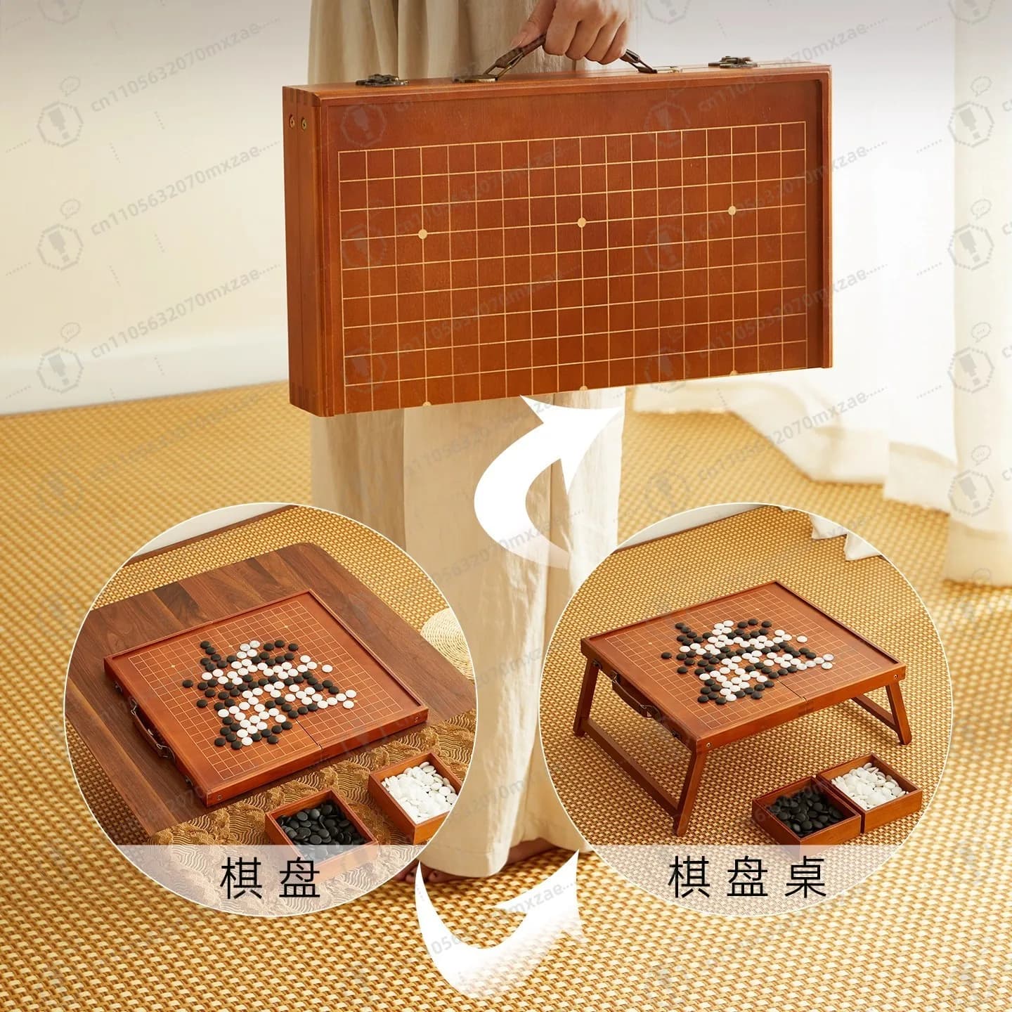 Set da Gioco 2-in-1 Pieghevole in Legno Massiccio Go e Gomoku per Feste all'Aperto Regalo di Lusso