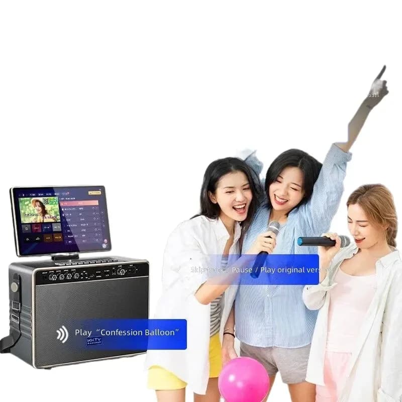 Home KTV Sound System All-in-One Machine, Portable Karaoke Speaker Set for Outdoor Square Dance & Indoor Singing