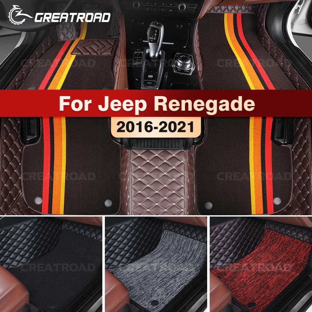 GREATROAD Per Jeep Renegade 2016-2021 Tappetini per auto a doppio strato Accessori interni Auto Tappeto Copertura personalizzata