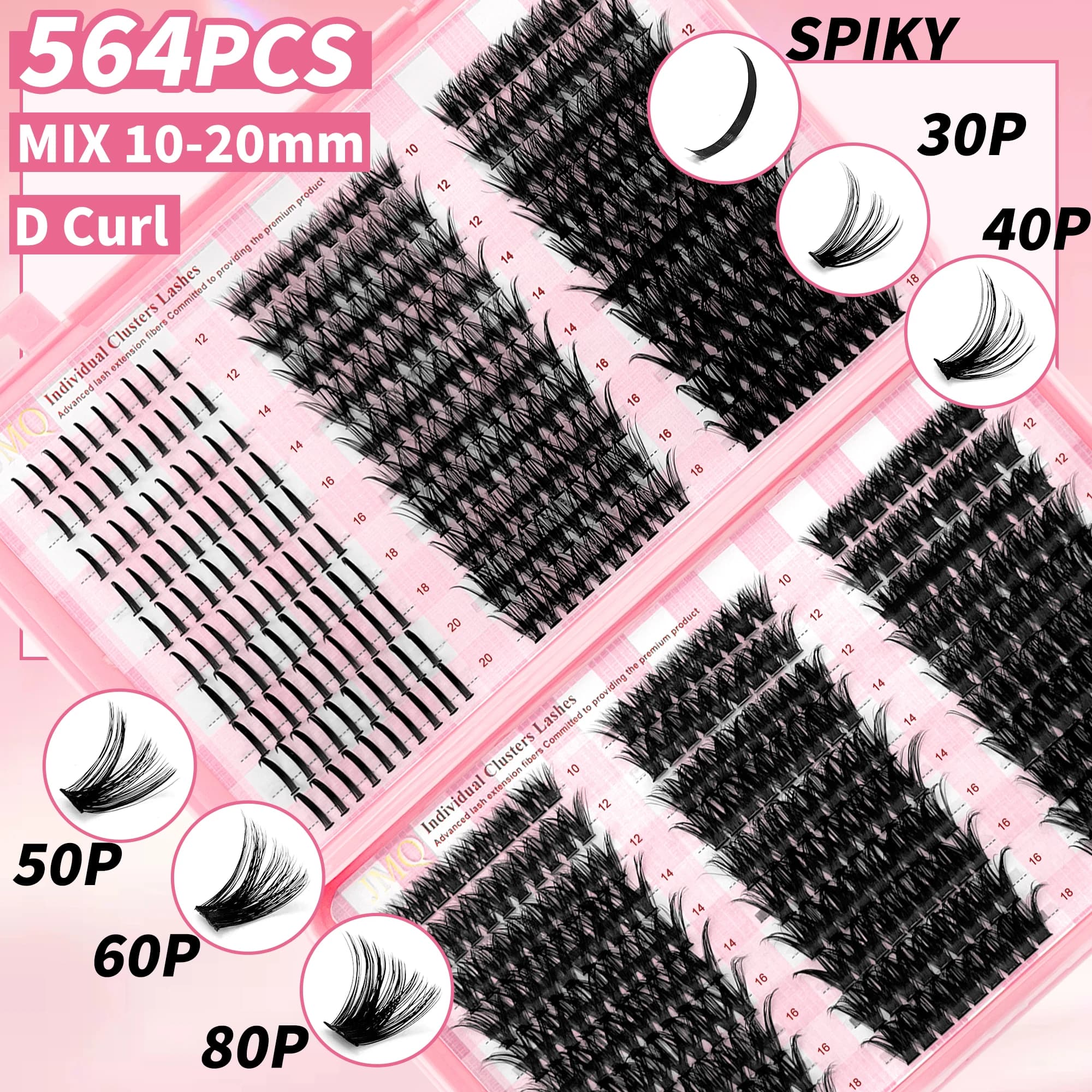 LAKANAKU Kit di estensione ciglia soffici fai da te all'ingrosso D Curl Ciglia a grappolo naturale con grappoli per ciglia Ciglia a grappolo fai da te