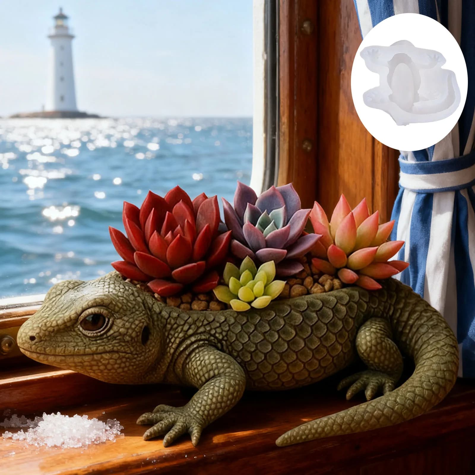 Lizard Cement Aromatherapy Gypsum Cup Mold Diy Epoxy Storage Cup Flower Pot Decoration Silicone Molds for Concrete Resin Mold