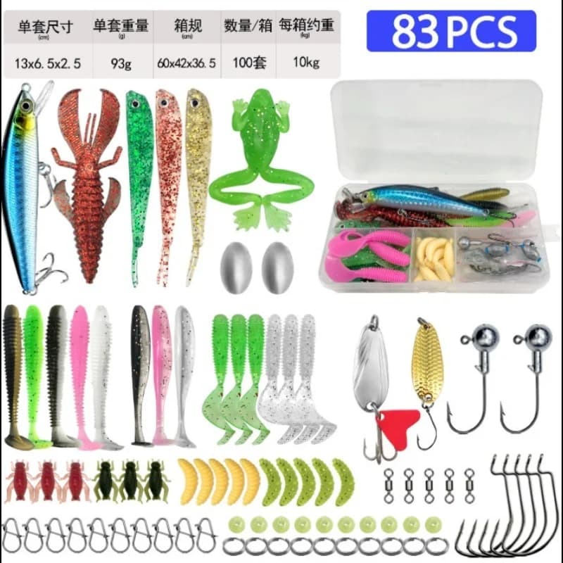 Kit di esche da pesca 83/113/133/137/149/193/241/409 pezzi per trota/luccio/basso, set multi-esca, attrezzatura a strati, scatola per attrezzatura professionale