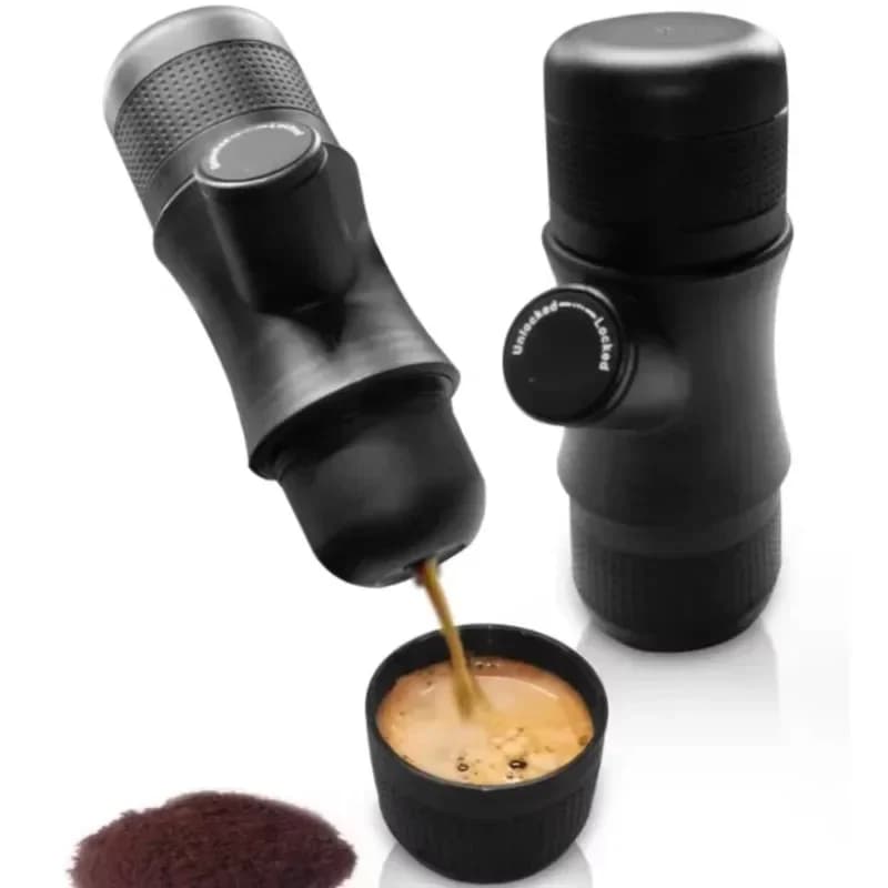 Caffettiera nera portatile per hotel commerciale Cafetera di fabbrica per regalo da campeggio per interni ed esterni