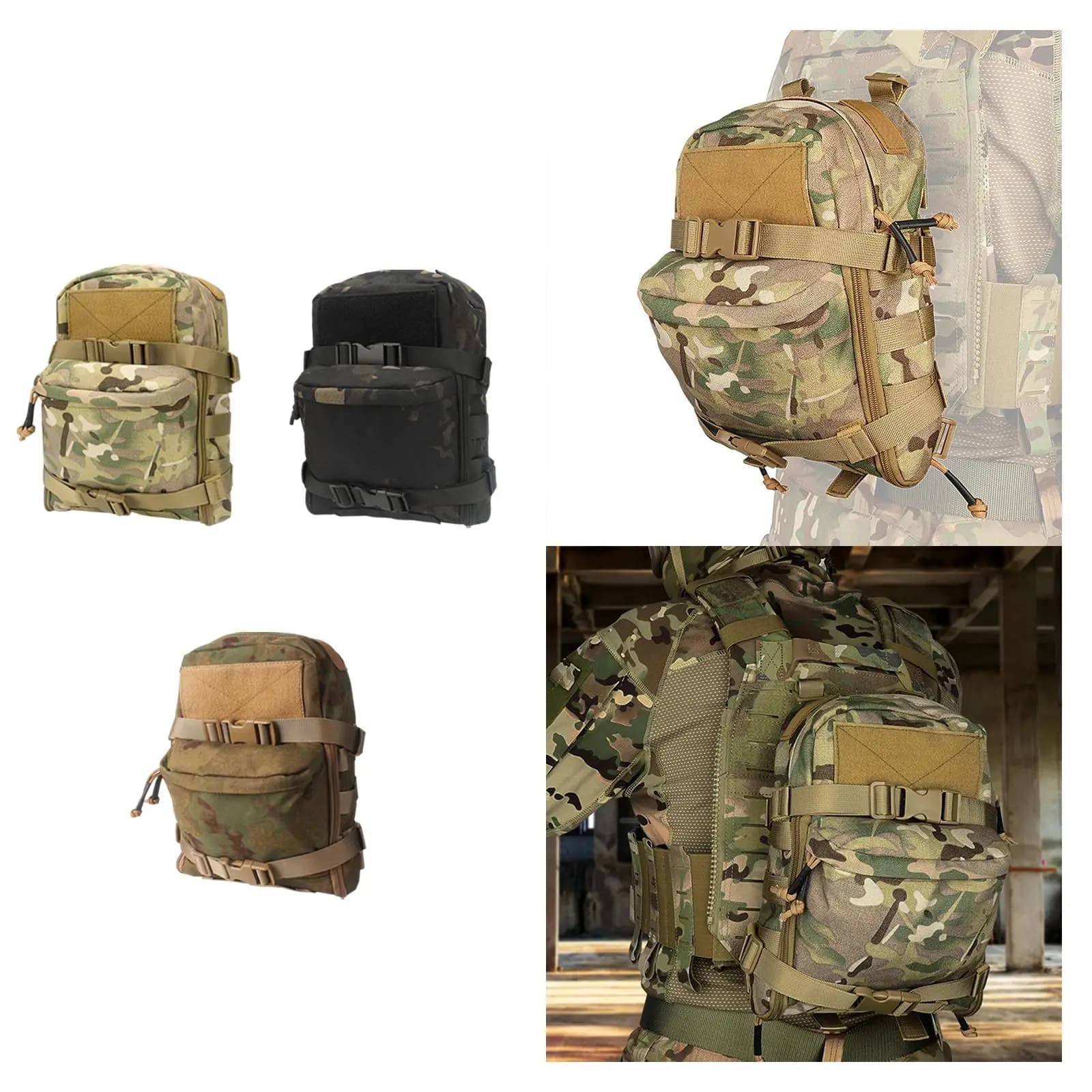 Mini Tactical Hydrating Backpack, Water Bag with Hinge, Nylon 1000D Hunt Bag for Open Sports