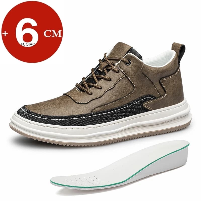 Sneakers da Uomo con Rialzo, Scarpe Casual in Vera Pelle con Solette da 6CM per Aumentare l'Altezza, Scarpe Sportive Rialzate