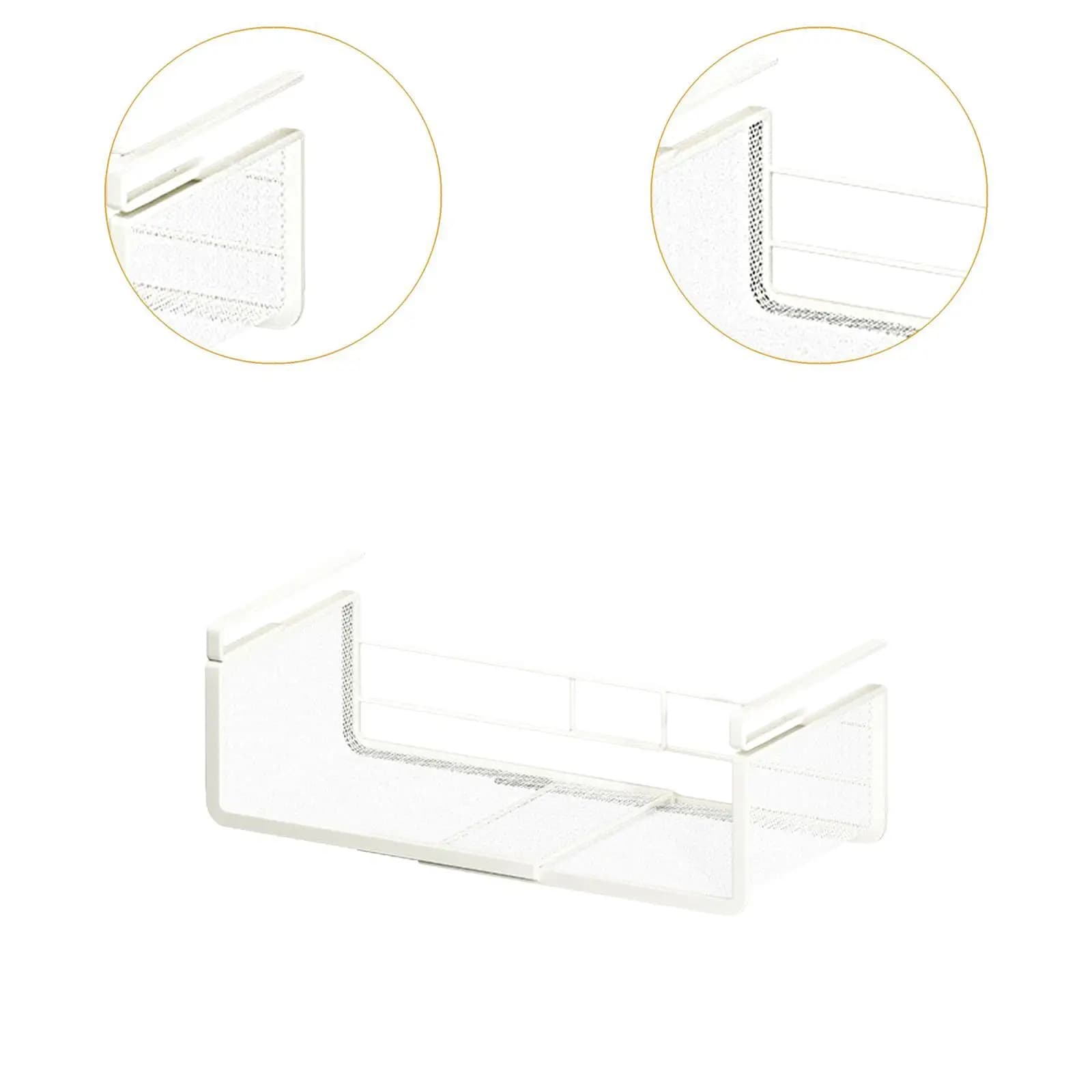 Under Cabinet Shelf Spice Rack Slide in White Retractable Hanging Holder for Kitchen Counter Pantry Laundry Room Cupboard
