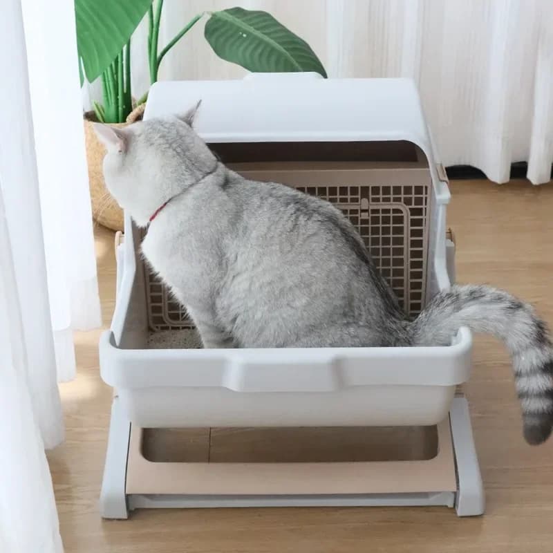 Per gatti igienico conveniente lettiera semiautomatica antispruzzo oversize semi-chiuso forniture per toilette per gatti accessori sandbox