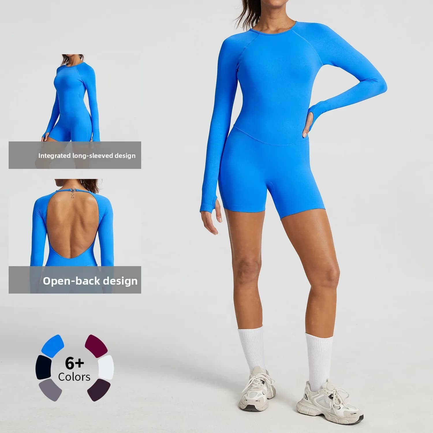 DFYZHE Women's Long Sleeved One-Piece Yoga Jumpsuit Backless Tight Fitting Exercise Fitness Sportswear