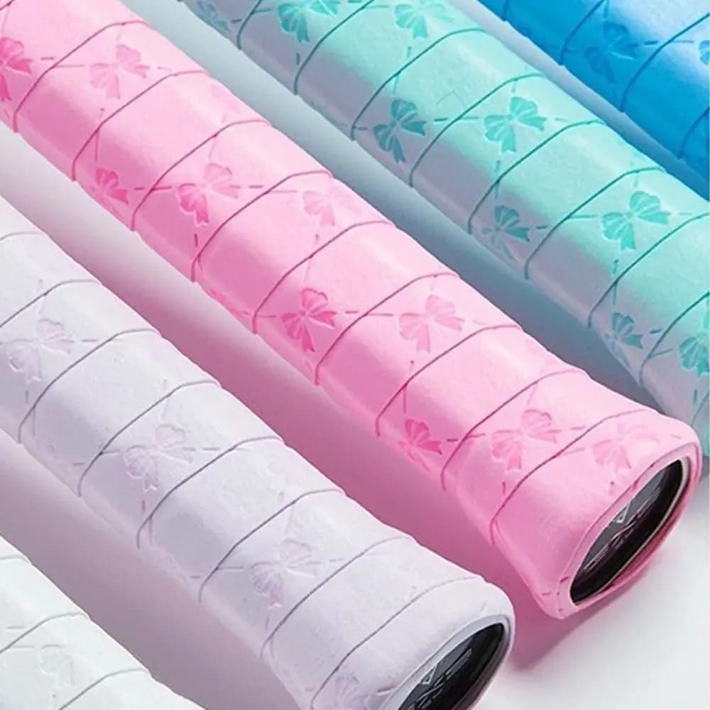 Bow Print Badminton Handle Wrap Tape Anti-slip Shock-Absorbing Tennis Racket Grip Tape Wear-resistant Sweat-Absorbent
