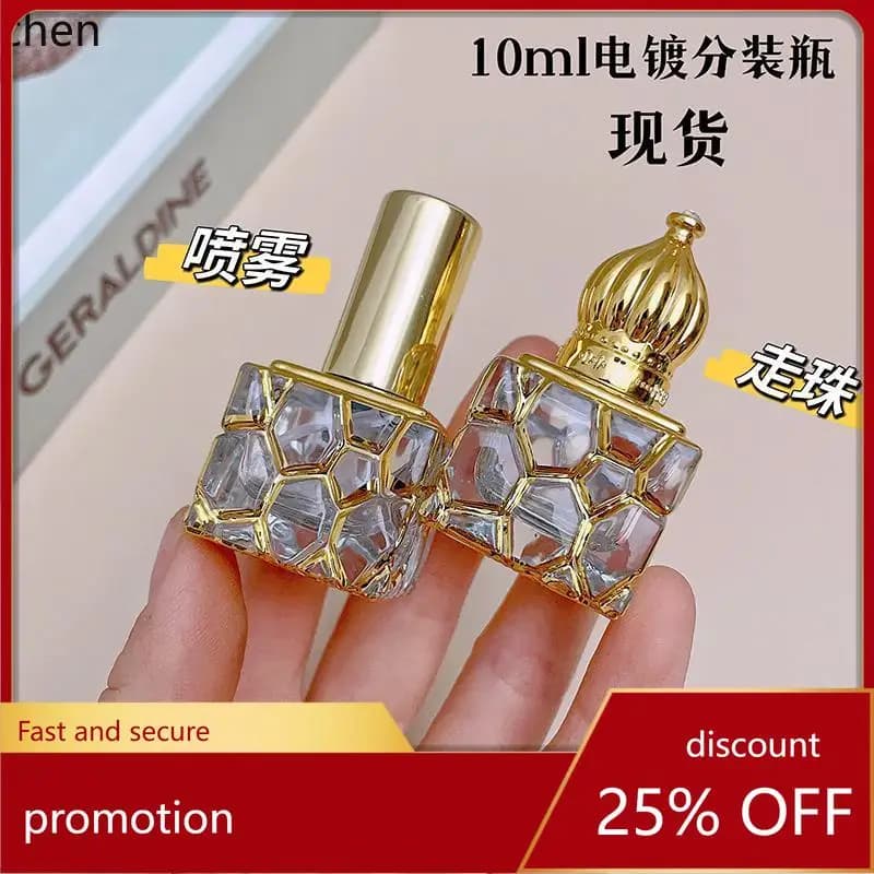 Flacone spray per campioni in vetro per sub-imballaggio di profumo HT, bottiglia vuota con perline di olio essenziale portatile di fascia alta