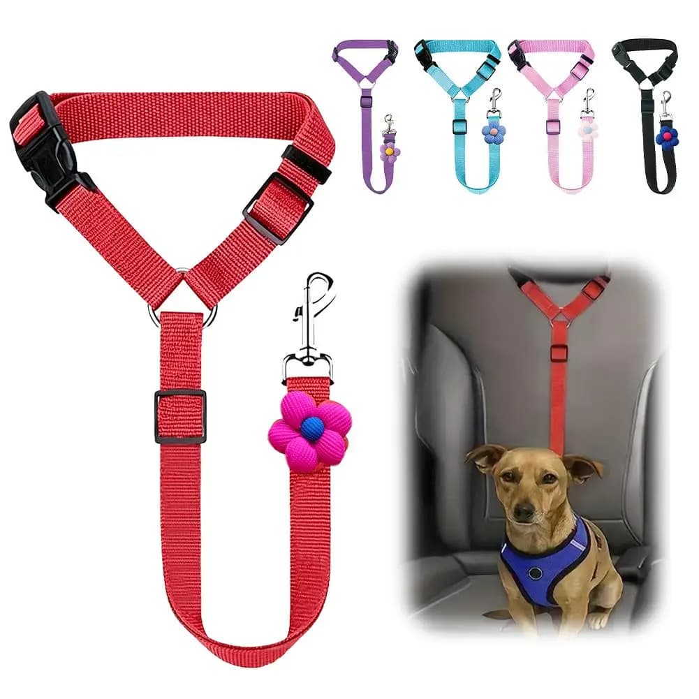 Dog Car Seat Belt Adjustable Headrest Restraint 2 in 1 Pet Safety Belt & Walking Leash 360 Degree Swivel Clasp Nylon Car Tether