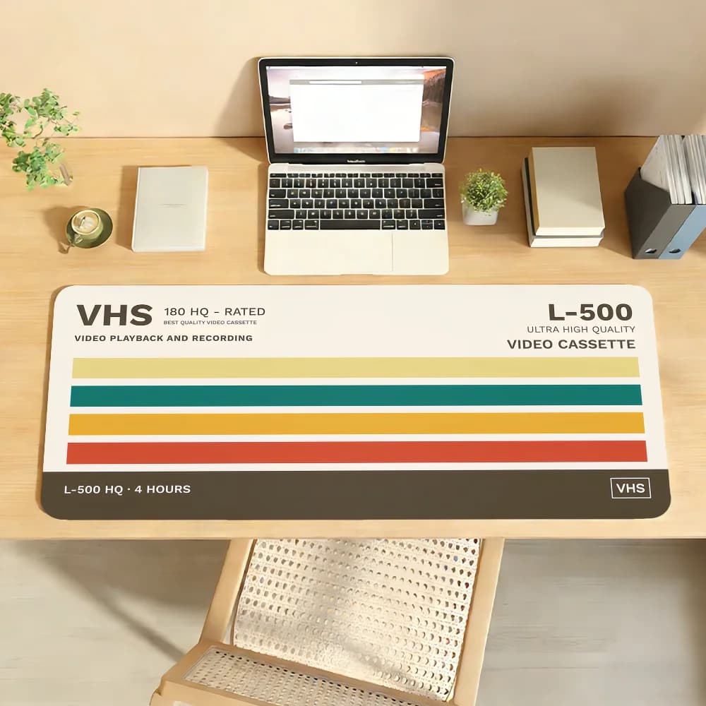 Art V-VHS Tappetino per mouse per computer portatile Tappetino per mouse antiscivolo in gomma Tappetino per mouse per giocatori Decoracion Desk Mat