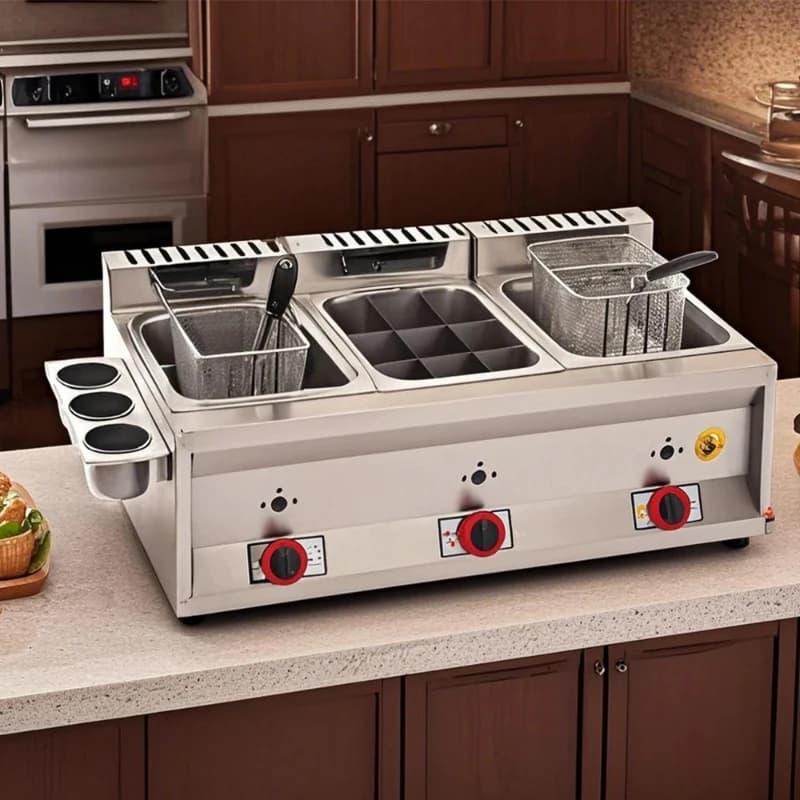 Commercial fryer, skewer pan, French fries, Oden boiled chicken chops, thickened fried