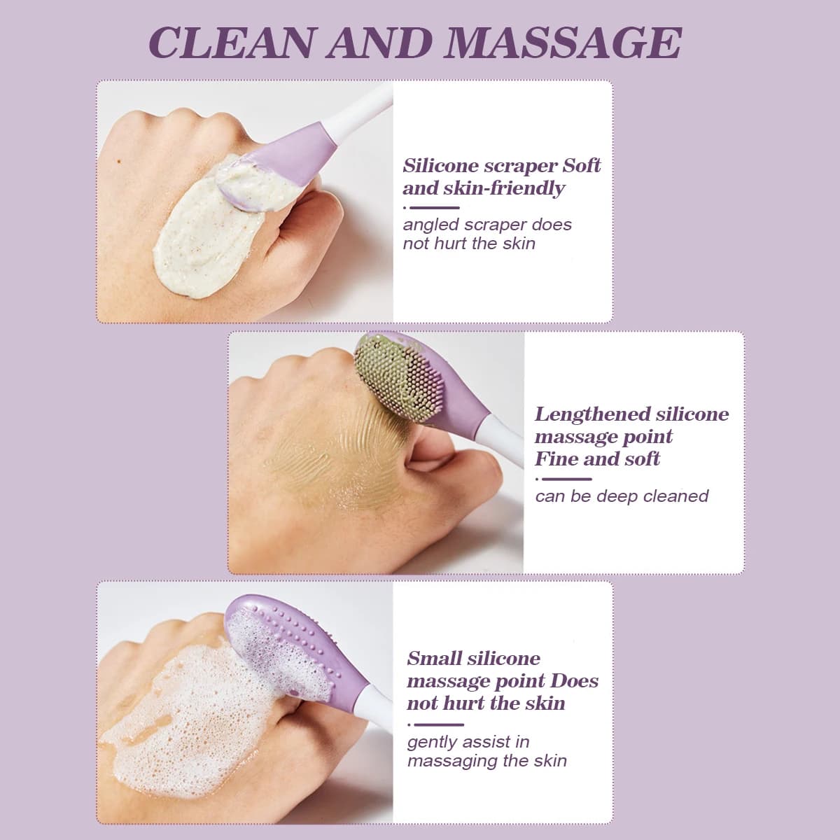 Spazzola in silicone 2 in 1 per la pulizia del viso, esfoliante per la cura della pelle, scrub per la pulizia profonda dei pori e dei punti neri, spazzola per il viso