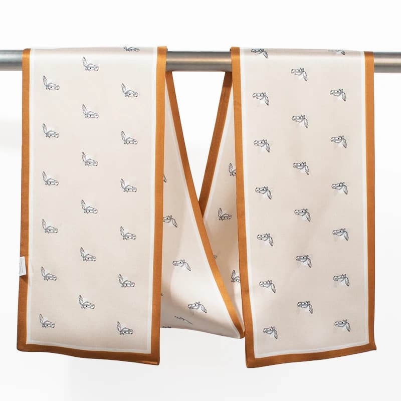 Foulard Sottile in Seta di Gelso 100% con Elegante Disegno a Testa di Cavallo per Fascia per Capelli, Cinturino da Polso, Tracolla Borsa, Decorazione Quotidiana