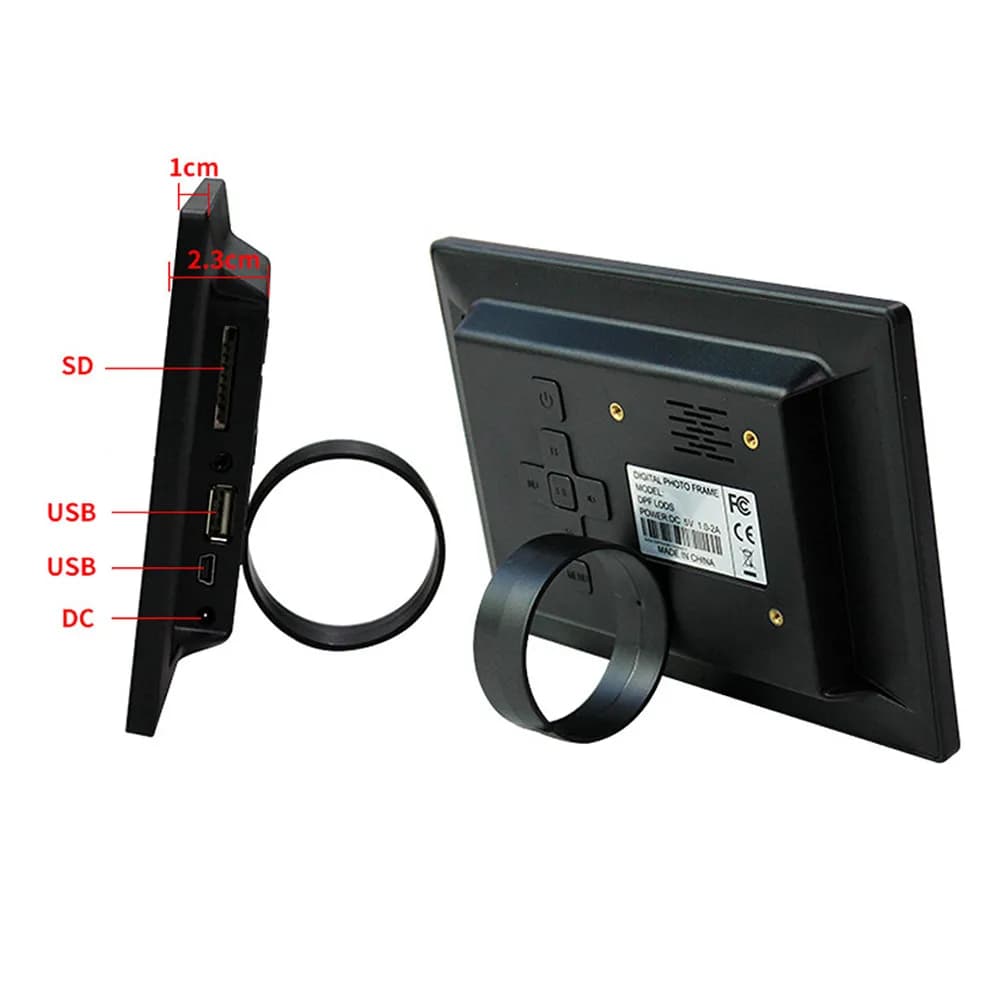 Cornice digitale per foto da 7 pollici con funzione di attivazione automatica tramite rilevamento del movimento, supporto per schede USB fino a 32GB, album elettronico, lettore di foto e video, display LED