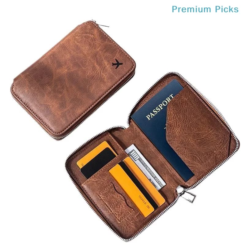 portableZippered Passport Holder Large Capacity Travel ID Card Ticket Organizer Durable Portable Coin Purse for Holiday Trips