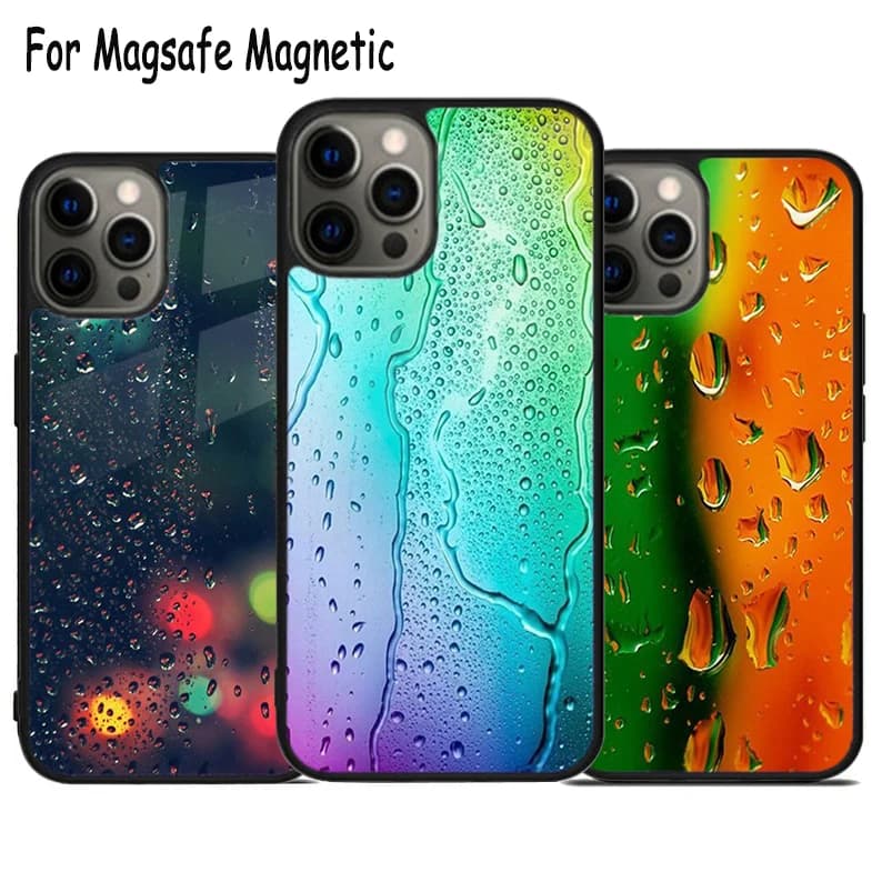Custodia per telefono con ricarica wireless a goccia d'acqua astratta per iPhone 17 Air 15 16 16e 14 13 11 12 Pro Max Plus, cover magnetica Magsafe con paraurti
