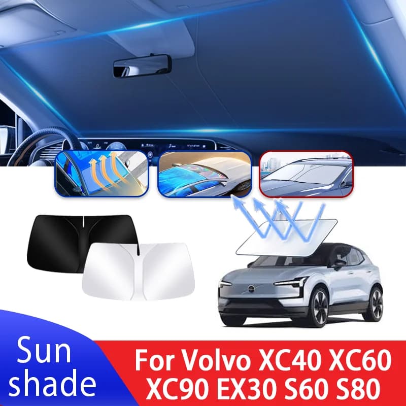 Parasole per Auto Volvo XC40 XC60 XC90 EX30 S60 S80 S90 C30, Protezione Termica per Parabrezza Anteriore, Accessori Estivi