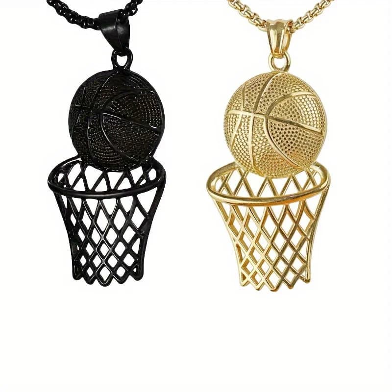 Collana da basket da uomo 1 pezzo, collana a catena da basket, collana con ciondolo da basket 3D, collana in acciaio inossidabile