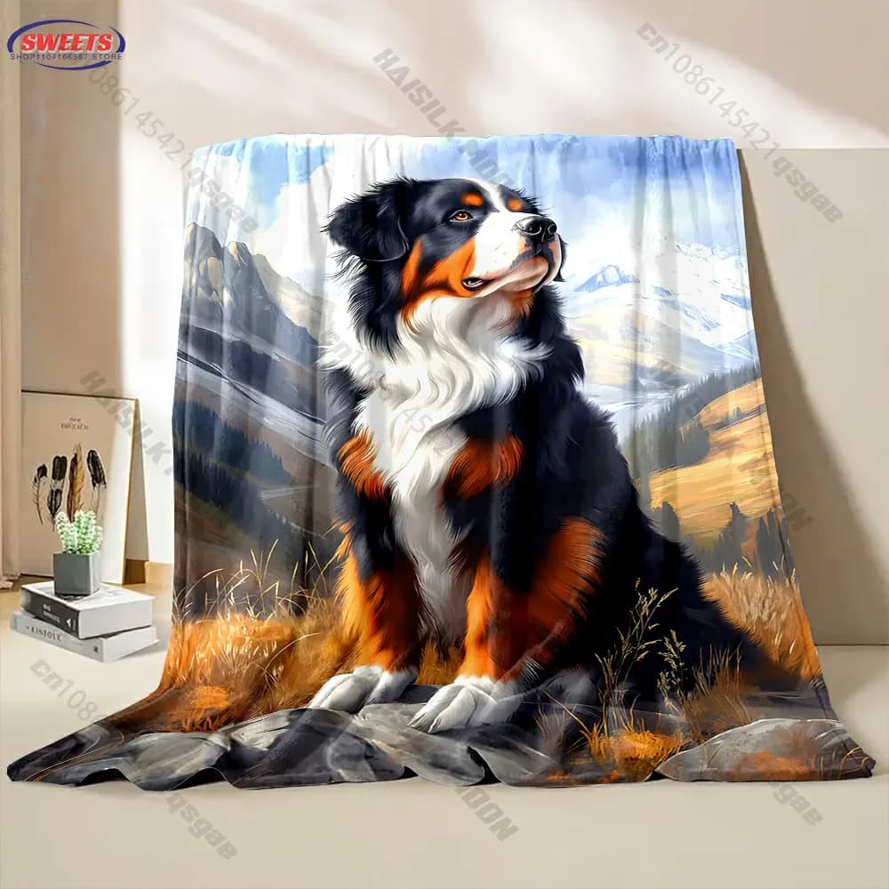 Coperta in pile Mountain Dog Scenic Fleece, decorazione per divano, soggiorno, camera da letto, per bambini e adulti, regalo squisito