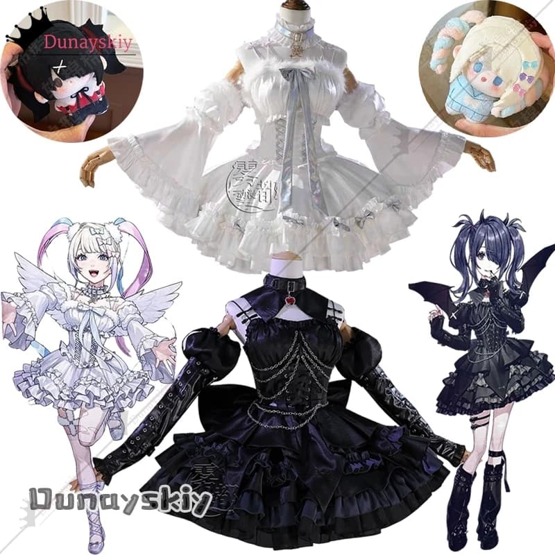 Costume Cosplay Angel Rain Ame YiNuo@GIRL OVERDOSE Abito Lolita Dolce Angelo con Collana, Copricapo, Calzini, Completo per Halloween