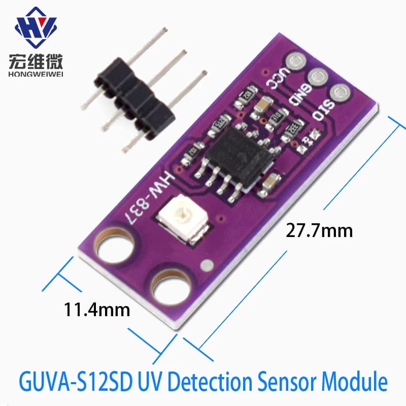 GUVA-S12SD Light Sensor DIY Kit 240nm-370nm Solar Light Intensity Sensor UV Sensor Light Intensity Sensor for Arduino