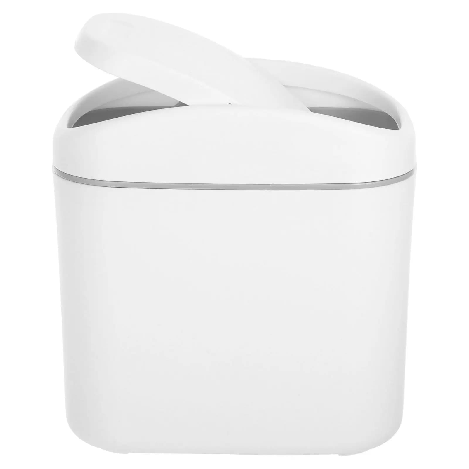 Piccolo Cestino per Rifiuti con Coperchio in Plastica, Mini Bidone da Scrivania, Contenitore per Rifiuti da Ufficio con Coperchio a Scatto, Cestino Portatile da Tavolo