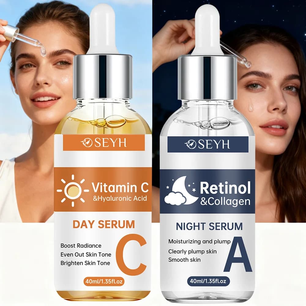 Serum Day SEYH with Vitamin C and Hyaluronic Acid, Serum Night SEYH with Retinol and Collagen